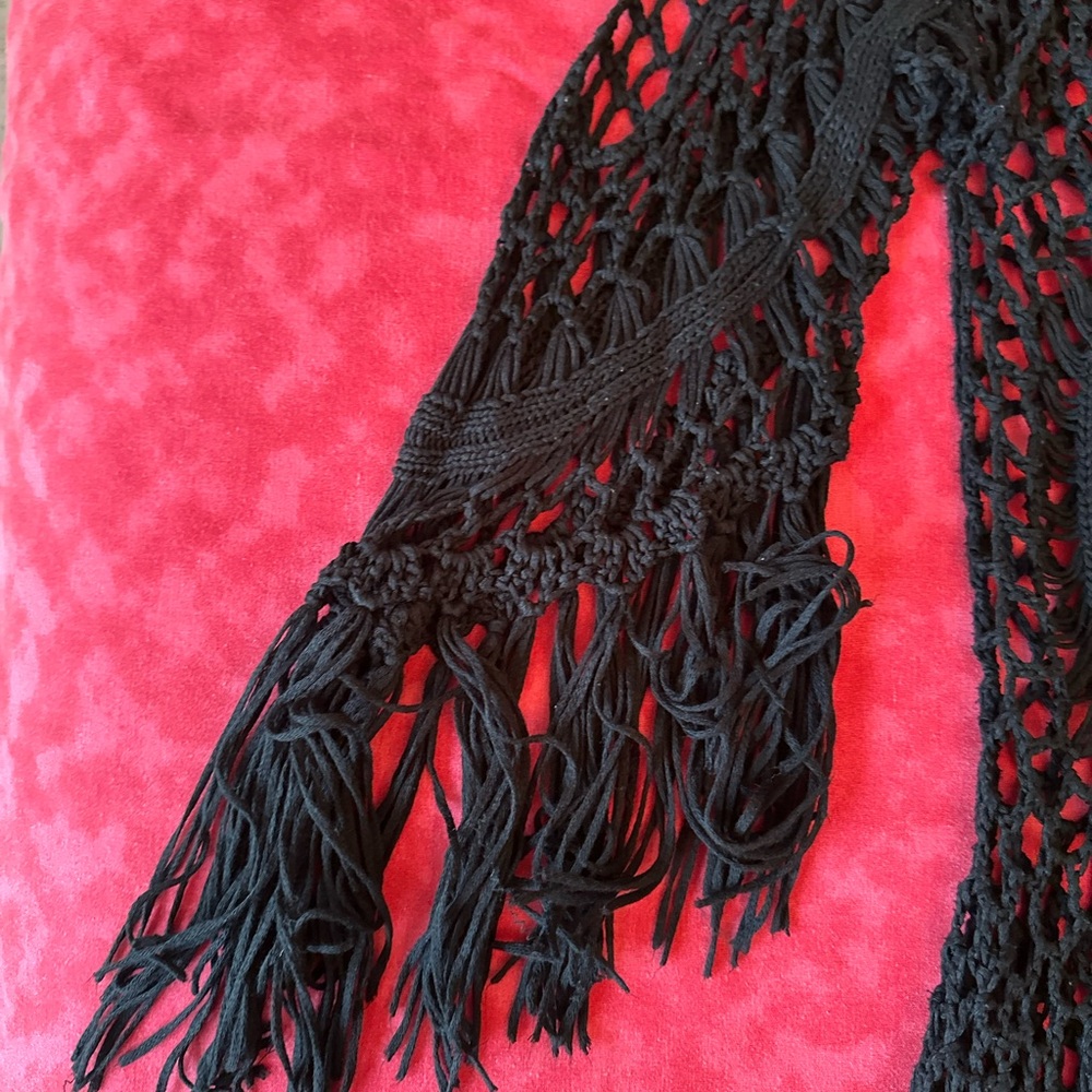 Black Crochet Fringe Top - Picture 3 of 11